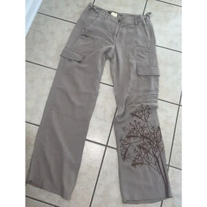 Y2k Da Nang Silk Embroidered Pants spring winter silk cargo army green boho